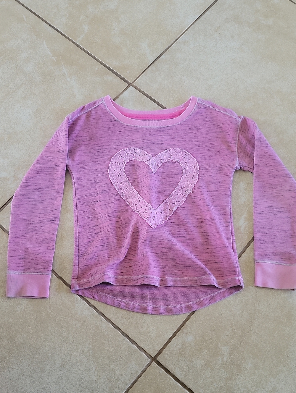 Cherokee Pink Lace Heart Long Sleeve Tee